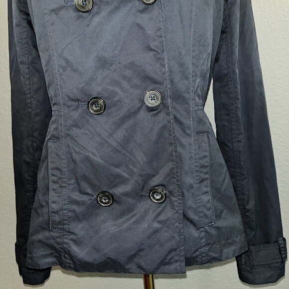 ABERCROMBIE & FITCH Navy Double Breasted Pea Coat Jacket with Shoulder Patch - M - Picture 4 of 14